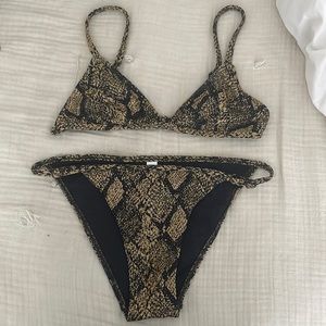 SOLID & STRIPED black and gold snake print bikini top & bottom